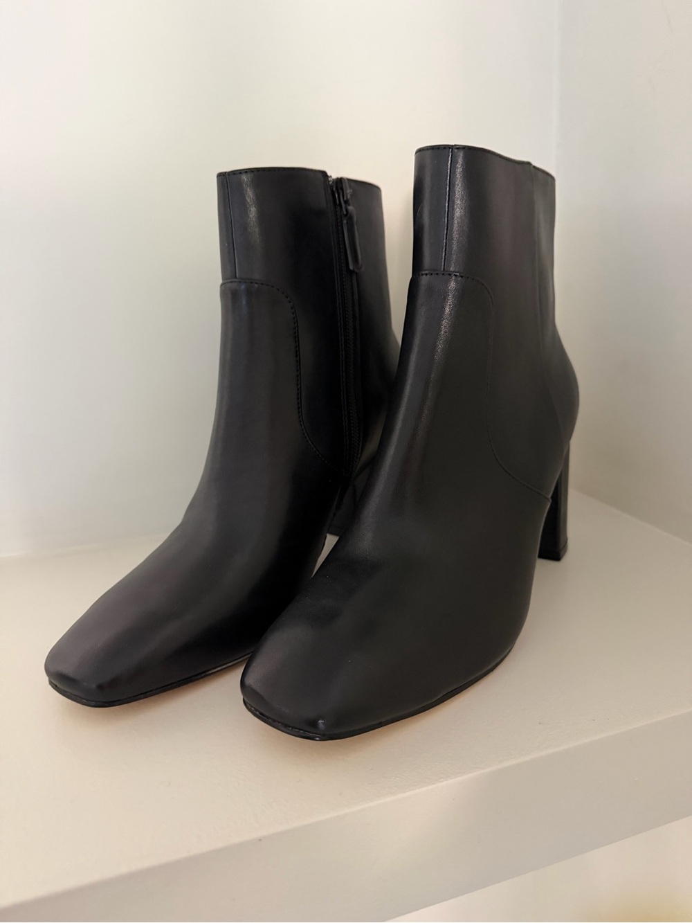 Cole Haan Caterina Black Leather Square-Toe Ankle Booties NWT $149.97